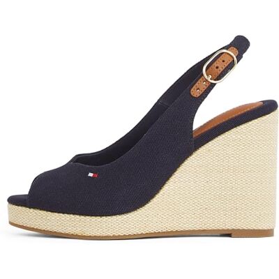 Tommy Hilfiger Women’s Flag High Wedge Slingback Sandals, Blue (Space Blue), 7 Tommy Hilfiger Women’s Flag High Wedge Slingback Sandals, Blue (Space Blue), 7