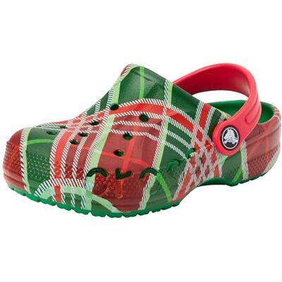 Crocs Kids Clogs, Baya Holiday Plaid Clog K, Kelly Green,1 UK Crocs Kids Clogs, Baya Holiday Plaid Clog K, Kelly Green,1 UK