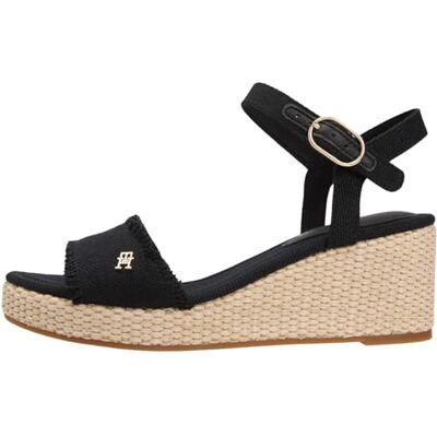 Tommy Hilfiger Women's Mid Woven Wedge Espad Fringe FW0FW09470 Wedge Espadrilles, BLACK (Black), 6 Tommy Hilfiger Women's Mid Woven Wedge Espad Fringe FW0FW09470 Wedge Espadrilles, BLACK (Black), 6