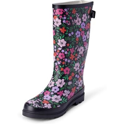 Amazon Essentials Women's Waterproof Tall Wellington Boots, Pink Floral, 11 UK Amazon Essentials Women's Waterproof Tall Wellington Boots, Pink Floral, 11 UK