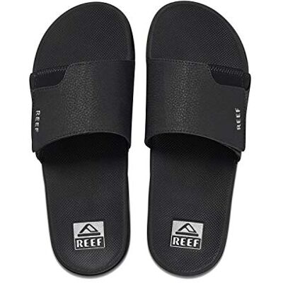Reef Men's Fanning Slide Flip-Flop, Black Silver, 8 UK Reef Men's Fanning Slide Flip-Flop, Black Silver, 8 UK
