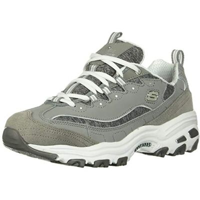 Skechers Women's D'lites Me Time Low Top Sneakers, Gray Trubuck Mesh White Trim, 3 UK Skechers Women's D'lites Me Time Low Top Sneakers, Gray Trubuck Mesh White Trim, 3 UK