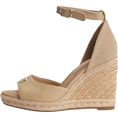 Tommy Hilfiger Women Th Plate High Wedge Espad FW0FW09517 Heeled Sandals, BEIGE, 7 Tommy Hilfiger Women Th Plate High Wedge Espad FW0FW09517 Heeled Sandals, BEIGE, 7