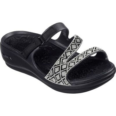 Skechers Women's Wedge Sandal, Black, 8 Skechers Women's Wedge Sandal, Black, 8