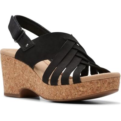 Clarks Women's Giselle Ivy Wedge Sandal, Black Nubuck, 6.5 Clarks Women's Giselle Ivy Wedge Sandal, Black Nubuck, 6.5