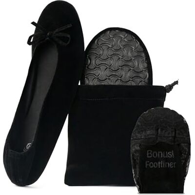 Silky Toes Women’s Velvet Foldable Ballet Flats Portable Travel Shoes (Large, Black) Silky Toes Women’s Velvet Foldable Ballet Flats Portable Travel Shoes (Large, Black)