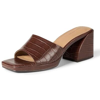 Amazon Essentials Women's Platform Mule Sandals, Brown Faux Crocodile, 9 UK Amazon Essentials Women's Platform Mule Sandals, Brown Faux Crocodile, 9 UK
