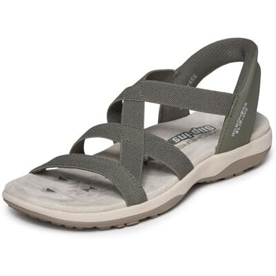 Skechers Women's Reggae Slim-Stretch Flex Slip-ins Sandal, Olive, 6 UK Skechers Women's Reggae Slim-Stretch Flex Slip-ins Sandal, Olive, 6 UK