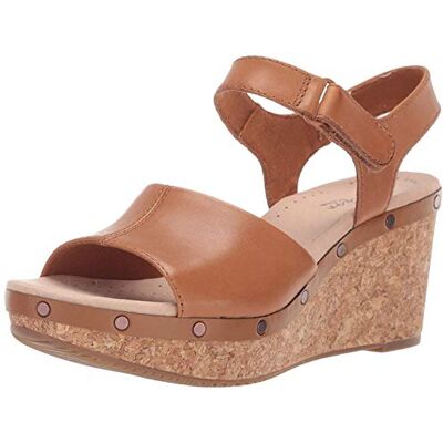 Clarks Women's Annadel Clover Wedge Sandal, Tan, 4.5 UK Clarks Women's Annadel Clover Wedge Sandal, Tan, 4.5 UK