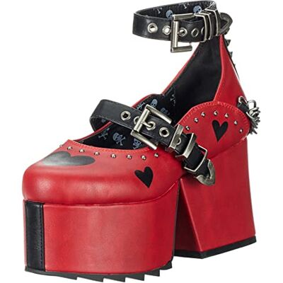LAMODA Women's Love Bleeds Chunky Platform Wedge Boots, Red UK 8 LAMODA Women's Love Bleeds Chunky Platform Wedge Boots, Red UK 8
