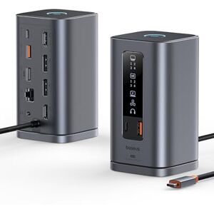 Baseus Docking Station Spacemate Series 11-in-1 Docking Station 3 Monitors with 2 x HDMI 1 x DP 4K @ 60Hz, 3 x USB-A/C 10 Gbps, 1 Gbps Ethernet, 100 W PD, Compatible with Laptop Baseus Docking Station Spacemate Series 11-in-1 Docking Station 3 Monitors with 2 x HDMI 1 x DP 4K @ 60Hz, 3 x USB-A/C 10 Gbps, 1 Gbps Ethernet, 100 W PD, Compatible with Laptop