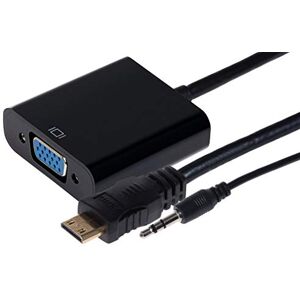 Maplin Mini HDMI Male to VGA Female Adapter 3.5mm Jack USB Power Port, 0.15m Cable Maplin Mini HDMI Male to VGA Female Adapter 3.5mm Jack USB Power Port, 0.15m Cable