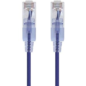 Monoprice - 116318 SlimRun Cat6A Ethernet Patch Cable - Snagless RJ45 UTP Pure Bare Copper Wire 10G 30AWG 1ft Purple 10-Pack