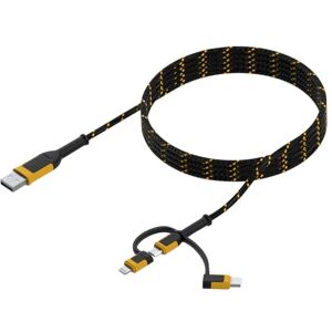 DeWalt 3-in-1 Combination Charging Cable 1.8 meters (6ft) USB A to USB C, Lightning® or USB-Micro Reinforced with Kevlar® to Withstand Repeated Bending and Flexing For Longer Life Span DeWalt 3-in-1 Combination Charging Cable 1.8 meters (6ft) USB A to USB C, Lightning® or USB-Micro Reinforced with Kevlar® to Withstand Repeated Bending and Flexing For Longer Life Span