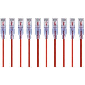 Monoprice SlimRun Cat6A Ethernet Patch Cable Network Internet Cord RJ45, Stranded, UTP, Pure Bare Copper Wire, 30AWG, 2 Feet, Red, 10-Pack Monoprice SlimRun Cat6A Ethernet Patch Cable Network Internet Cord RJ45, Stranded, UTP, Pure Bare Copper Wire, 30AWG, 2 Feet, Red, 10-Pack