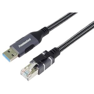 PremiumCord Ethernet Cable USB to RJ45 10/100/1000 Mbps CAT 6 FTP USB A Male to RJ45 Male USB 3.2 Gen 1 Heavy Duty Braided Cable Space Grey Length 3m PremiumCord Ethernet Cable USB to RJ45 10/100/1000 Mbps CAT 6 FTP USB A Male to RJ45 Male USB 3.2 Gen 1 Heavy Duty Braided Cable Space Grey Length 3m