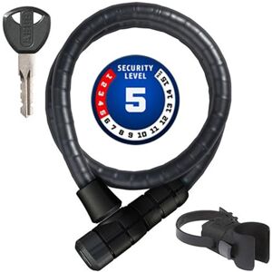 ABUS armoured cable lock Steel-O-Flex Microflex 6615K with SCMU holder cable lock made of steel cable with armour made of steel sleeves security level 5 ABUS armoured cable lock Steel-O-Flex Microflex 6615K with SCMU holder cable lock made of steel cable with armour made of steel sleeves security level 5