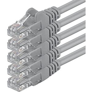 1aTTack.de 10m gray 5 pieces (PACK) CAT.6 CAT6 Ethernet LAN network cable 1000 Mbit/s patch cable 1aTTack.de 10m gray 5 pieces (PACK) CAT.6 CAT6 Ethernet LAN network cable 1000 Mbit/s patch cable