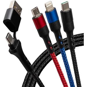 Maplin USB-A & USB-C to 3 in 1 Multi Charging Cable USB-C & Lightning & Micro USB-B 60W Braided 1.2m, for iPhones, iPads, Android phones inc Samsung S7/S6/S5, Sony, Huawei, PS4, HTC, Kindle, Cameras Maplin USB-A & USB-C to 3 in 1 Multi Charging Cable USB-C & Lightning & Micro USB-B 60W Braided 1.2m, for iPhones, iPads, Android phones inc Samsung S7/S6/S5, Sony, Huawei, PS4, HTC, Kindle, Cameras