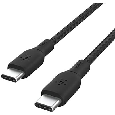 Belkin USB Type C to C Cable, 100W Power Delivery USB-IF Certified 2.0 USB C Charger Cable with Double Braided Nylon Exterior for iPhone 16, 15, iPad, MacBook, Galaxy, Pixel and More -3 m, black Belkin USB Type C to C Cable, 100W Power Delivery USB-IF Certified 2.0 USB C Charger Cable with Double Braided Nylon Exterior for iPhone 16, 15, iPad, MacBook, Galaxy, Pixel and More -3 m, black
