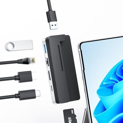 BYEASY Surface Pro 9 Docking Station, 6-in-2 Microsoft Surface Pro 9 USB-C Hub with 100W PD Charge, 2*USB 3.1, 4K@60Hz HDMI, 1000M Ethernet LAN, TF Card Reader-Designed Expansion Hub for Surface Pro 9 BYEASY Surface Pro 9 Docking Station, 6-in-2 Microsoft Surface Pro 9 USB-C Hub with 100W PD Charge, 2*USB 3.1, 4K@60Hz HDMI, 1000M Ethernet LAN, TF Card Reader-Designed Expansion Hub for Surface Pro 9