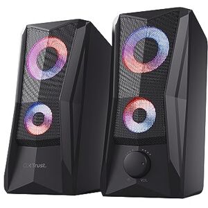GXTrust Trust Gaming GXT 606B Javv PC Speakers 2.0 with RGB Lights, 12W (6W RMS), 3.5 mm Jack, Metal Grille, USB Powered Gamer Sound System, Compact Stereo Computer Speakers for Desktop/Laptop Black GXTrust Trust Gaming GXT 606B Javv PC Speakers 2.0 with RGB Lights, 12W (6W RMS), 3.5 mm Jack, Metal Grille, USB Powered Gamer Sound System, Compact Stereo Computer Speakers for Desktop/Laptop Black