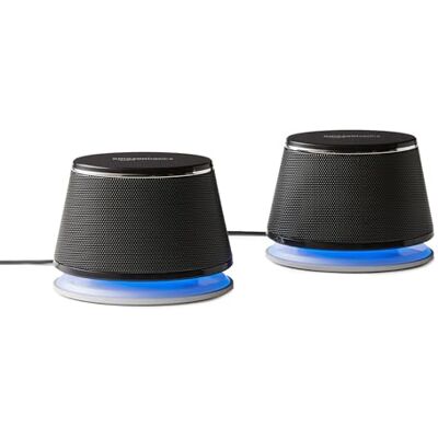 Amazon Basics Stereo 2.0 Speakers for PC or Laptop, 3.5mm Aux input, USB-Powered, 1 Pair, Black Amazon Basics Stereo 2.0 Speakers for PC or Laptop, 3.5mm Aux input, USB-Powered, 1 Pair, Black