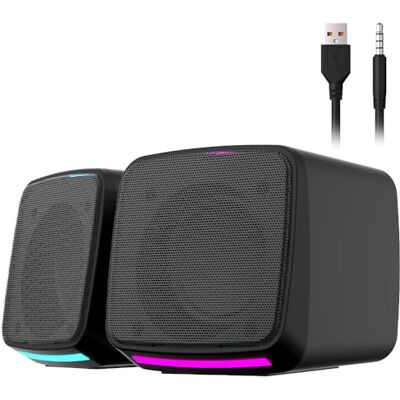 Aysoi PC Speakers, USB Powered Speaker Set, Jack AUX 3.5mm,Portable Mini Speaker for Laptop Smartphones MAC, Colorful RGB Lights Aysoi PC Speakers, USB Powered Speaker Set, Jack AUX 3.5mm,Portable Mini Speaker for Laptop Smartphones MAC, Colorful RGB Lights