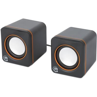 Manhattan Stereo 2.0 Speakers for PC or Laptop, USB Input and Power Supply, 1 Pair, Plug & Play Black/Orange 102698 Manhattan Stereo 2.0 Speakers for PC or Laptop, USB Input and Power Supply, 1 Pair, Plug & Play Black/Orange 102698