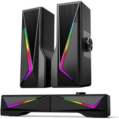 AOC PC Speakers for Desktop Bluetooth & USB Input Computer Speakers Gaming Stereo Speakers for Laptop, 6 Colorful RGB Modes, Detachable 2-in-1 Design (Package Only 2 Speaker) AOC PC Speakers for Desktop Bluetooth & USB Input Computer Speakers Gaming Stereo Speakers for Laptop, 6 Colorful RGB Modes, Detachable 2-in-1 Design (Package Only 2 Speaker)