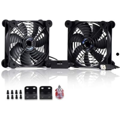 Yeobezn Quiet 120mm USB Fan, 5V Portable Cooling For TV Receiver Router DVR Console(USB 120mm Dual Fan) Yeobezn Quiet 120mm USB Fan, 5V Portable Cooling For TV Receiver Router DVR Console(USB 120mm Dual Fan)