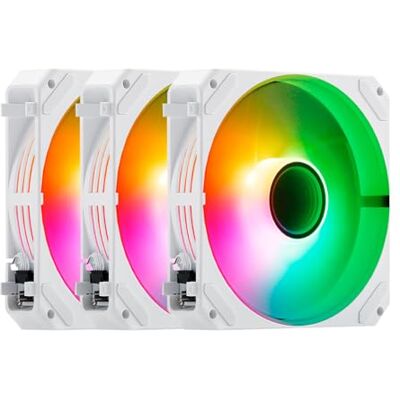 Abysm Gaming Arclight 2.0 Pack 3-in-1 10.2cm ARGB CPU Fan White 50 CFM 12V 12W 23.8dBA Desktop Laptop Fan Abysm Gaming Arclight 2.0 Pack 3-in-1 10.2cm ARGB CPU Fan White 50 CFM 12V 12W 23.8dBA Desktop Laptop Fan