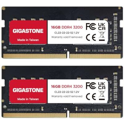 Gigastone 【DDR4 RAM Laptop Only】 32GB Kit (2x16GB) DDR4 3200MHz (2933MHz or 2666MHz) PC4-25600 (PC4-23400, 21300) CL22 1.2V SODIMM 260 Pin Unbuffered Non ECC High Performance Notebook Memory Upgrade Gigastone 【DDR4 RAM Laptop Only】 32GB Kit (2x16GB) DDR4 3200MHz (2933MHz or 2666MHz) PC4-25600 (PC4-23400, 21300) CL22 1.2V SODIMM 260 Pin Unbuffered Non ECC High Performance Notebook Memory Upgrade