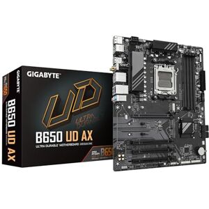 Gigabyte B650 UD AX Motherboard AMD Ryzen 9000 Series CPUs, 6+2+2 Phases VRM, up to 7600MHz DDR5 (OC), 1xPCIe 5.0 + 2xPCIe 4.0 M.2, GbE LAN, WIFI 6, USB 3.2 Gen 2 Gigabyte B650 UD AX Motherboard AMD Ryzen 9000 Series CPUs, 6+2+2 Phases VRM, up to 7600MHz DDR5 (OC), 1xPCIe 5.0 + 2xPCIe 4.0 M.2, GbE LAN, WIFI 6, USB 3.2 Gen 2