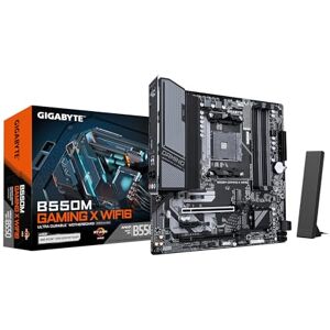Gigabyte B550M Gaming X WIFI6 Motherboard, Supports AMD AM4 Ryzen 5000 Processors, Micro-ATX, DDR4, 2X M.2, PCIe 4.0, WIFI6, 1GbE LAN, EZ-Latch Gigabyte B550M Gaming X WIFI6 Motherboard, Supports AMD AM4 Ryzen 5000 Processors, Micro-ATX, DDR4, 2X M.2, PCIe 4.0, WIFI6, 1GbE LAN, EZ-Latch