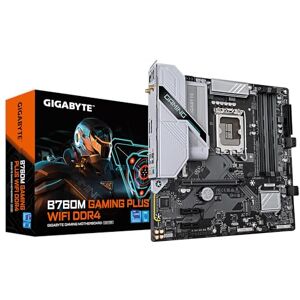 Gigabyte B760M GAMING PLUS WIFI DDR4 Motherboard Supports 14th Gen. Intel Core CPUs, 4+1+1 phases VRM, up to 5333MHz DDR4 (OC), 2xPCIe 4.0 M.2, Wi-Fi 6, 1 GbE LAN, USB 3.2 Gen 1 Gigabyte B760M GAMING PLUS WIFI DDR4 Motherboard Supports 14th Gen. Intel Core CPUs, 4+1+1 phases VRM, up to 5333MHz DDR4 (OC), 2xPCIe 4.0 M.2, Wi-Fi 6, 1 GbE LAN, USB 3.2 Gen 1