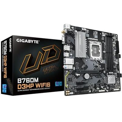 Gigabyte B760M D3HP WIFI6 Motherboard Supports Intel Core 14th Gen CPUs, 4+1+1 Phases Digital VRM, up to 5600MHz DDR5, 2xPCIe 4.0 M.2, Wi-Fi 6, GbE LAN, USB 3.2 Gen1 Gigabyte B760M D3HP WIFI6 Motherboard Supports Intel Core 14th Gen CPUs, 4+1+1 Phases Digital VRM, up to 5600MHz DDR5, 2xPCIe 4.0 M.2, Wi-Fi 6, GbE LAN, USB 3.2 Gen1