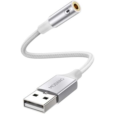 MOSWAG USB to 3.5mm Headphone Jack Audio Adapter 0.65Feet/20cm,Support USB to TRRS 4-Pole 3.5 aux Port Headset,External Stereo Sound Card for PC,Laptop,PS4,Mac etc MOSWAG USB to 3.5mm Headphone Jack Audio Adapter 0.65Feet/20cm,Support USB to TRRS 4-Pole 3.5 aux Port Headset,External Stereo Sound Card for PC,Laptop,PS4,Mac etc