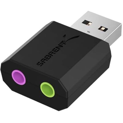 SABRENT USB to AUX Adapter, External USB Sound Card with 3.5mm Jack Adapter Headphones & Mic, Plug & Play Stereo Converter for PC, Mac, PS5, Steam Deck, Laptop (AU-MMSA) SABRENT USB to AUX Adapter, External USB Sound Card with 3.5mm Jack Adapter Headphones & Mic, Plug & Play Stereo Converter for PC, Mac, PS5, Steam Deck, Laptop (AU-MMSA)
