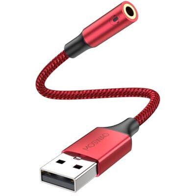 MOSWAG USB to 3.5mm Jack Audio Adapter,External Sound Card USB-A to Audio Jack Adapter with 3.5mm Aux Stereo Converter Compatible with Headset,PC,Laptop,Linux,Desktops,PS4 and More Device MOSWAG USB to 3.5mm Jack Audio Adapter,External Sound Card USB-A to Audio Jack Adapter with 3.5mm Aux Stereo Converter Compatible with Headset,PC,Laptop,Linux,Desktops,PS4 and More Device