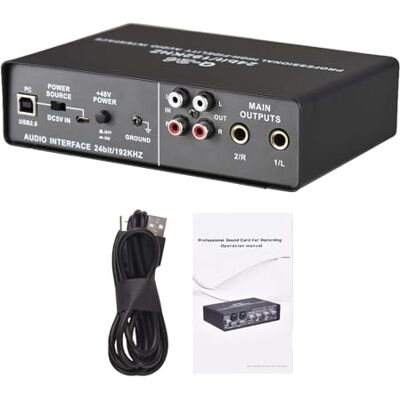 HUIOP USB Audio Interface for Recording Professional Sound Card with 48V Phantom Power LoopBack USB External Sound Card Plug and Play 0-Latency Monitoring for Music Concerts Recording Studios HUIOP USB Audio Interface for Recording Professional Sound Card with 48V Phantom Power LoopBack USB External Sound Card Plug and Play 0-Latency Monitoring for Music Concerts Recording Studios