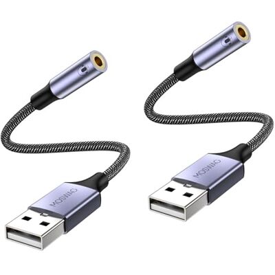 MOSWAG USB to Audio Jack Adapter (2 Pack),External Sound Card Jack Audio Adapter with 3.5mm Aux Stereo Converter Compatible with Headset,PC,Laptop,Linux,Desktops,PS4 and More Device MOSWAG USB to Audio Jack Adapter (2 Pack),External Sound Card Jack Audio Adapter with 3.5mm Aux Stereo Converter Compatible with Headset,PC,Laptop,Linux,Desktops,PS4 and More Device