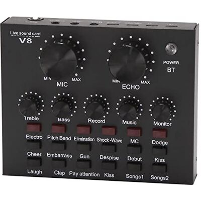 Turodeuo V8 Sound Card Audio Set Interface External Usb Live Microphone Sound Card Bluetooth Function for Computer Pc Mobile Phone Singing Recording Turodeuo V8 Sound Card Audio Set Interface External Usb Live Microphone Sound Card Bluetooth Function for Computer Pc Mobile Phone Singing Recording