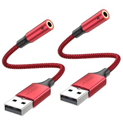 MOSWAG USB to Audio Jack Adapter (2 Pack),External Sound Card Jack Audio Adapter with 3.5mm Aux Stereo Converter Compatible with Headset,PC,Laptop,Linux,Desktops,PS4 and More Device MOSWAG USB to Audio Jack Adapter (2 Pack),External Sound Card Jack Audio Adapter with 3.5mm Aux Stereo Converter Compatible with Headset,PC,Laptop,Linux,Desktops,PS4 and More Device