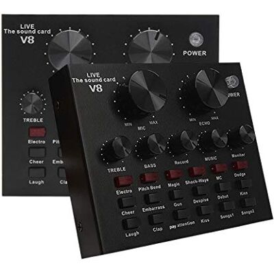 Katigan V8 Sound Card Audio Set Interface External Usb Live Microphone Sound Card Function for Computer Pc Mobile Phone Singing Recording Katigan V8 Sound Card Audio Set Interface External Usb Live Microphone Sound Card Function for Computer Pc Mobile Phone Singing Recording