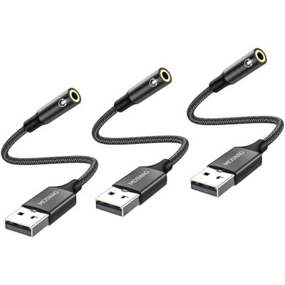 MOSWAG USB to Audio Jack Adapter 0.65Feet/20cm,External Sound Card Jack Audio Adapter with 3.5mm Aux Stereo Converter Compatible with Headset,PC,Laptop,Linux,Desktops,PS4 and More Device MOSWAG USB to Audio Jack Adapter 0.65Feet/20cm,External Sound Card Jack Audio Adapter with 3.5mm Aux Stereo Converter Compatible with Headset,PC,Laptop,Linux,Desktops,PS4 and More Device