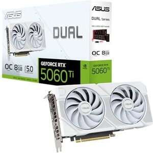 Asus Dual -RTX5060TI-O8G-WHITE NVIDIA GeForce RTX 5060 Ti 8 GB GDDR7 Asus Dual -RTX5060TI-O8G-WHITE NVIDIA GeForce RTX 5060 Ti 8 GB GDDR7