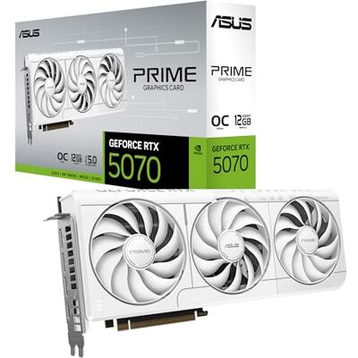 Asus PRIME NVIDIA GeForce RTX 5070 OC Edition, 12GB GDDR7, 192 Bit, PCIe 5.0, 2.5 Slot Design, 3 Axial-Tech Fans, 1 HDMI 2.1, 3 DisplayPort 2.1, White, PRIME-RTX5070-O12G-WHITE Asus PRIME NVIDIA GeForce RTX 5070 OC Edition, 12GB GDDR7, 192 Bit, PCIe 5.0, 2.5 Slot Design, 3 Axial-Tech Fans, 1 HDMI 2.1, 3 DisplayPort 2.1, White, PRIME-RTX5070-O12G-WHITE