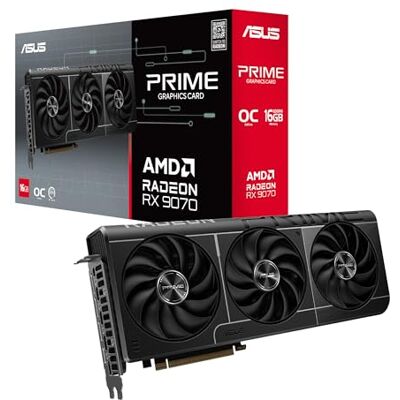 Asus PRIME RX9070 OC, PCIe5, 16GB DDR6, HDMI, 3 DP, 2610MHz Clock, Overclocked, Compact SFF-Ready Asus PRIME RX9070 OC, PCIe5, 16GB DDR6, HDMI, 3 DP, 2610MHz Clock, Overclocked, Compact SFF-Ready