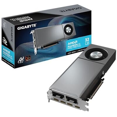 Gigabyte Radeon AI PRO R9700 AI TOP 32G Graphics Card- 32GB GDDR6, 256 bit, PCI-E 5.0, 2920MHz Core Clock, 3 x DP, 1 x HDMI, GV-R9700AI TOP-32GD Gigabyte Radeon AI PRO R9700 AI TOP 32G Graphics Card- 32GB GDDR6, 256 bit, PCI-E 5.0, 2920MHz Core Clock, 3 x DP, 1 x HDMI, GV-R9700AI TOP-32GD